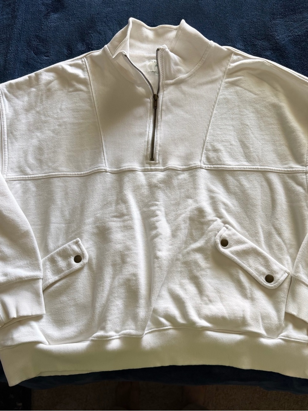 aerie Cream Half-Zip Pullover Sweatshirt